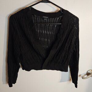 Torrid Black Cropped Open Front Ribbed Cardigan‎ Shrug Sweater